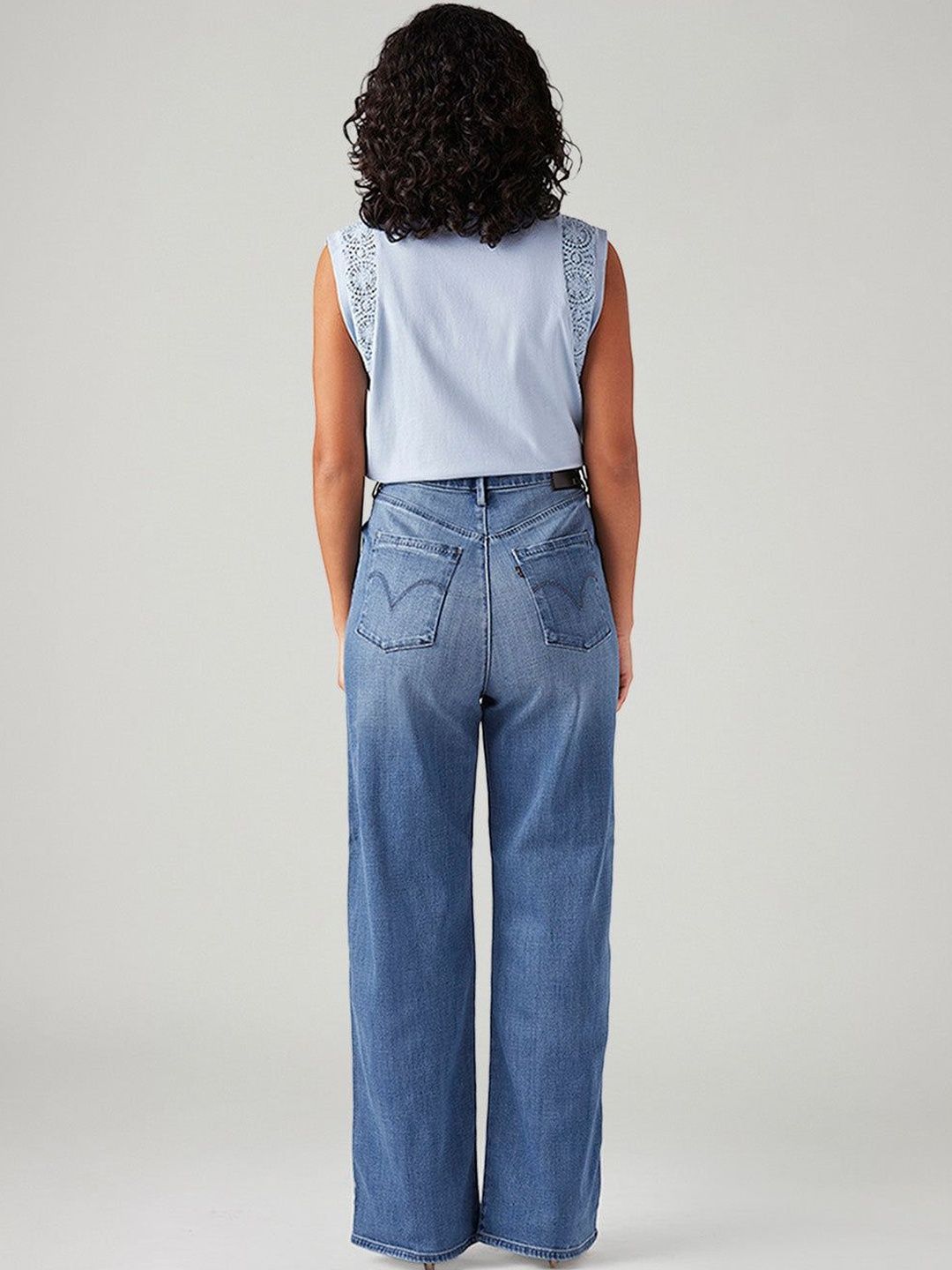 Light-Blue Loose Fit High Rise Redloop Jeans
