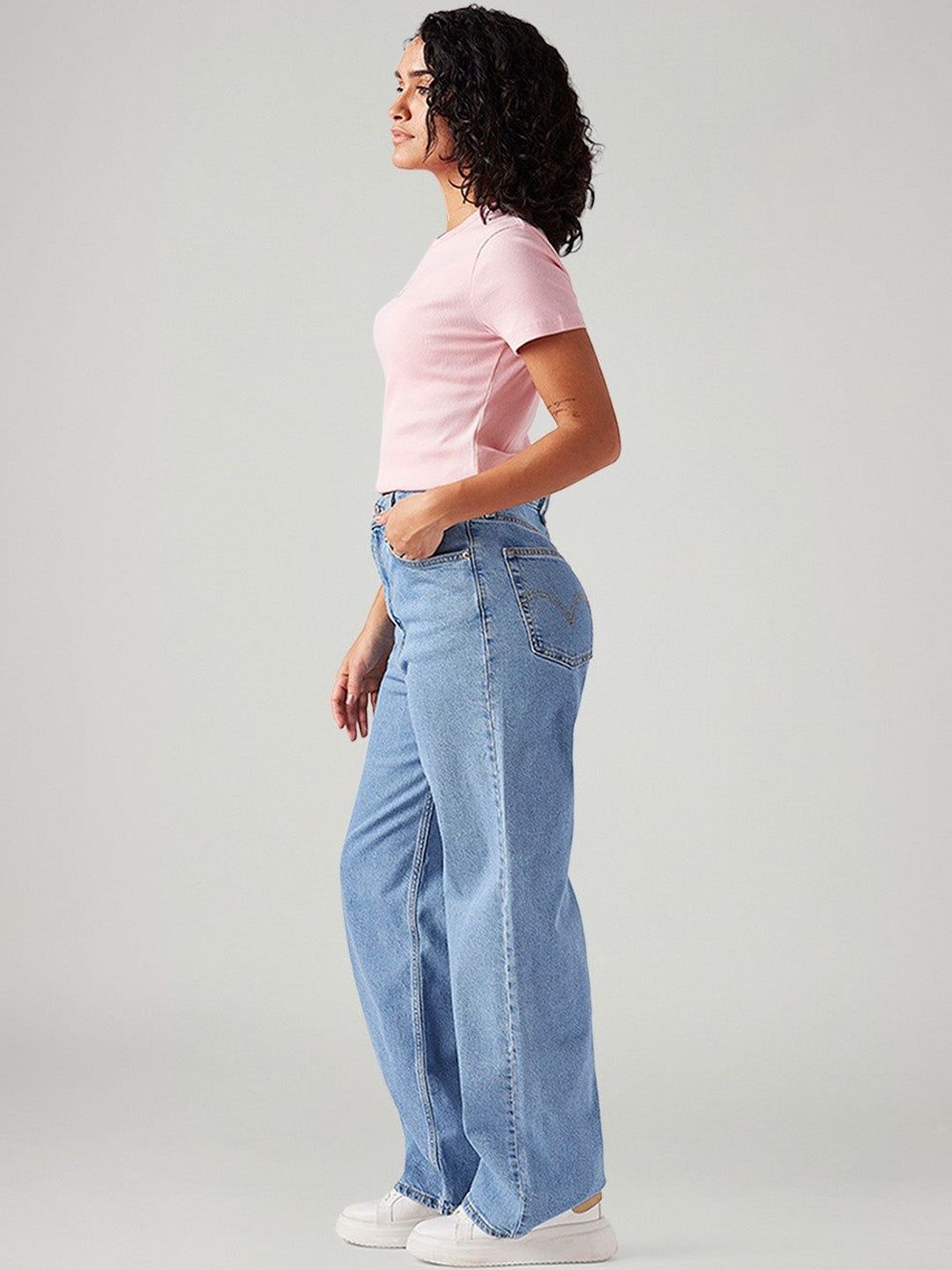 Light-Blue Loose Fit High Rise Jeans