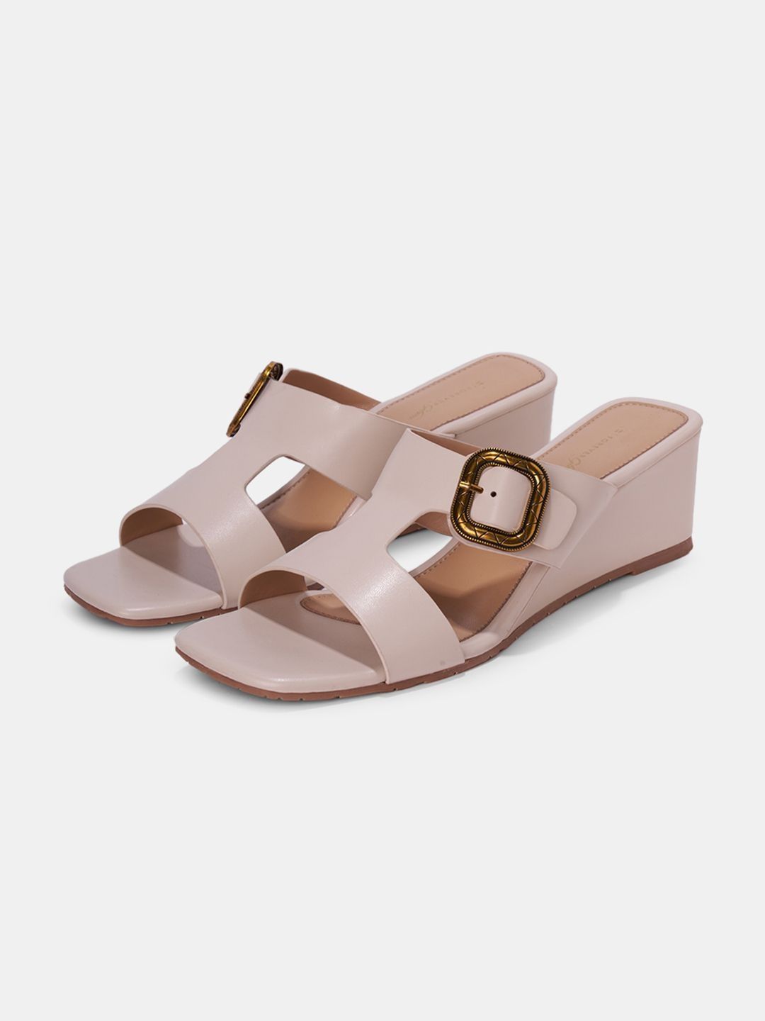 Forever Glam by Pantaloons Forever Glam by Pantaloons PU Wedge Mules with Buckles