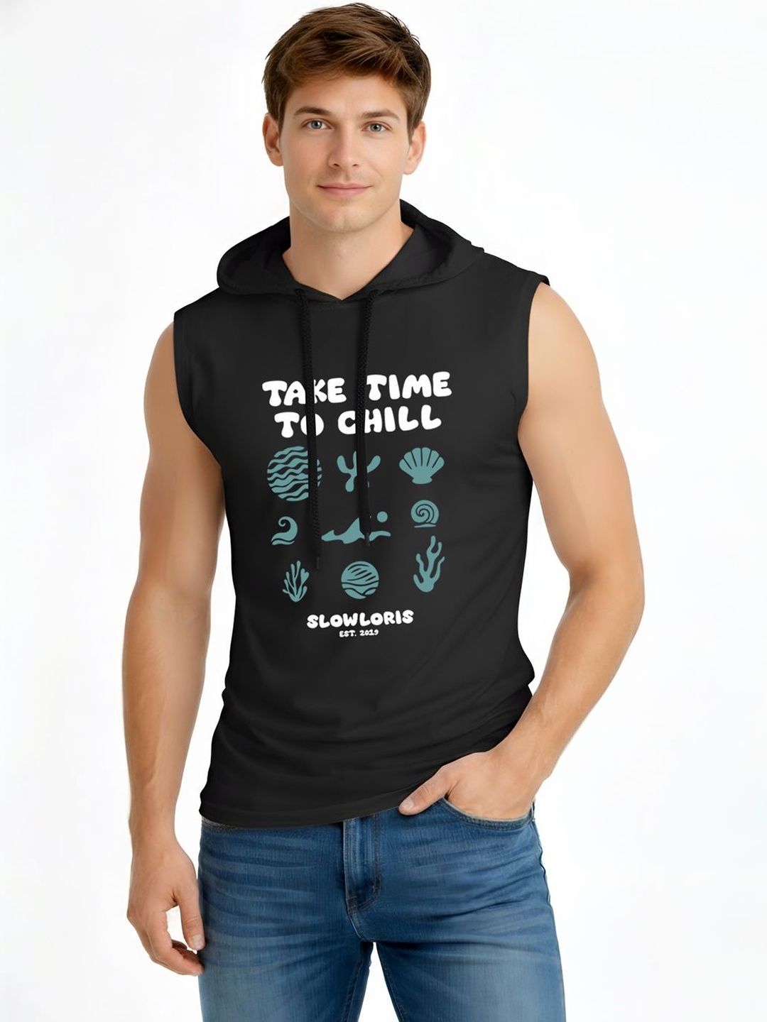 TEEFOX Men Printed Hooded T-shirt