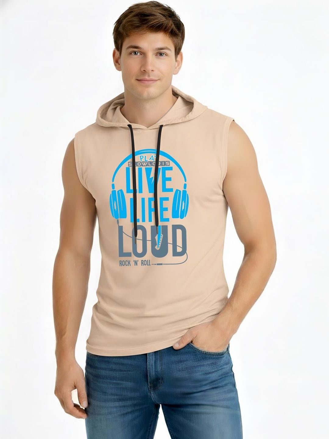 TEEFOX Men Printed Hooded T-shirt