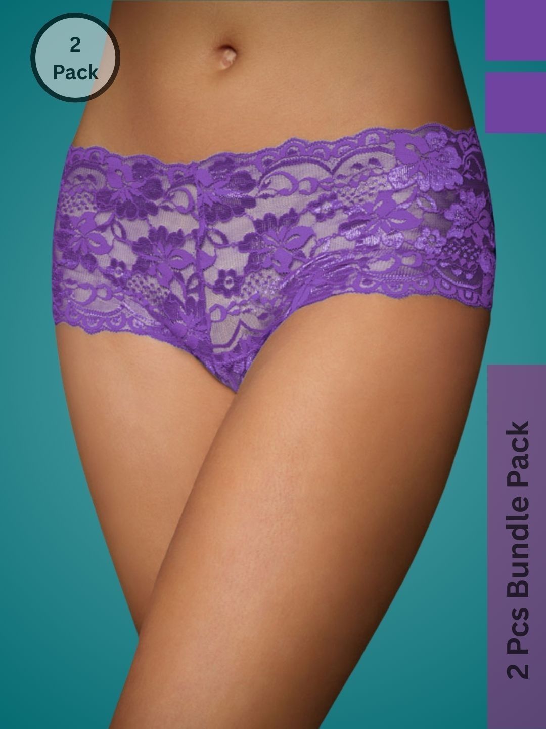 Ribald The Neech Women Pack of 2 Printed Lace Boy Shorts