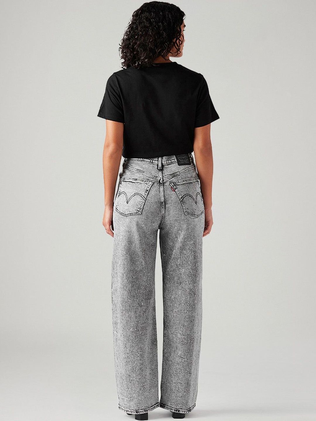 Light-Grey Loose Fit High Rise Jeans
