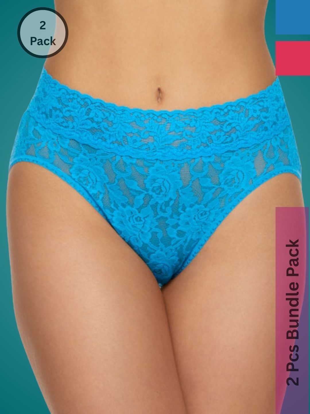Ribald The Neech Women Pack of 2 Self Design Lace Hipster Briefs