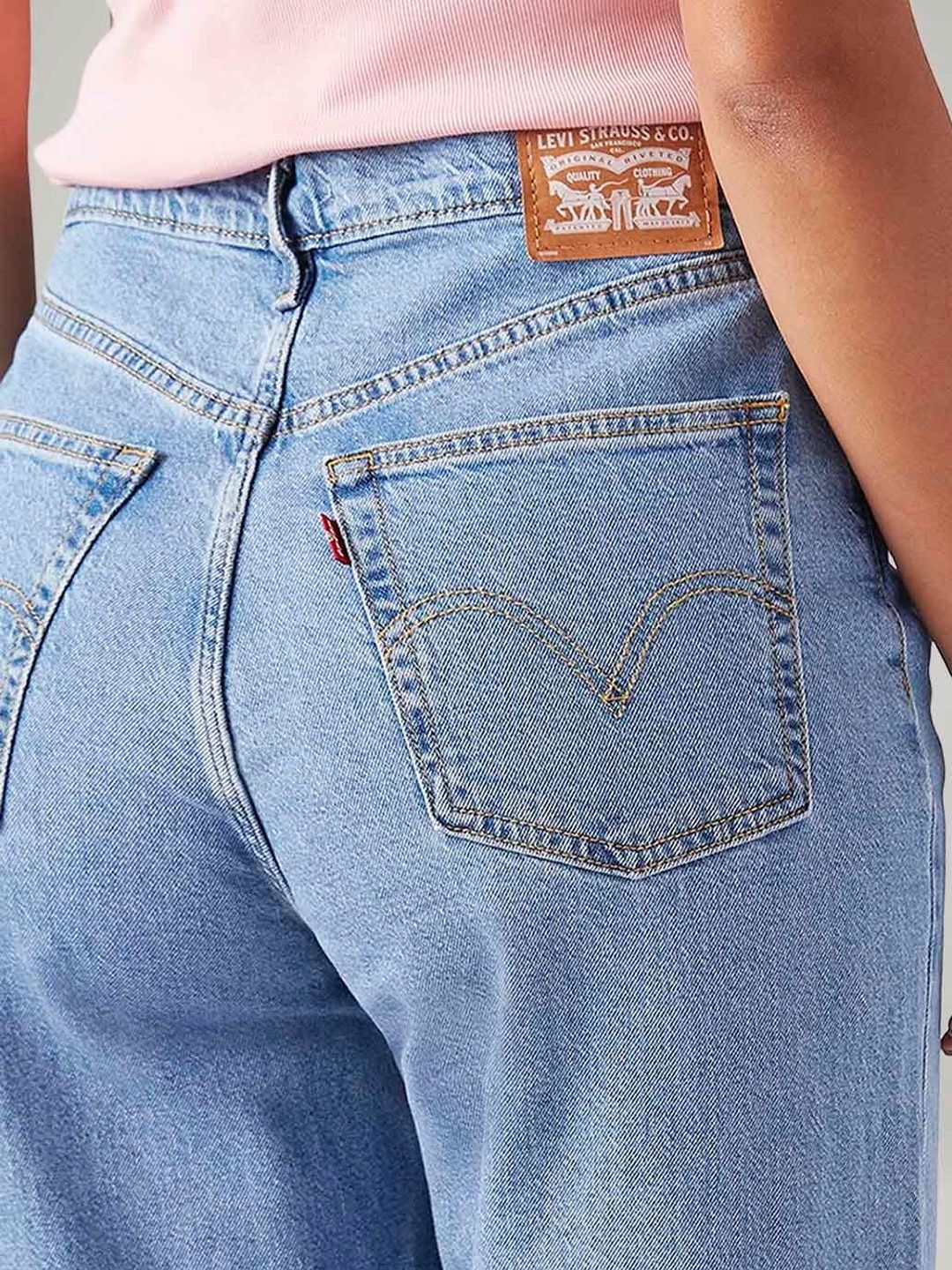Light-Blue Loose Fit High Rise Jeans