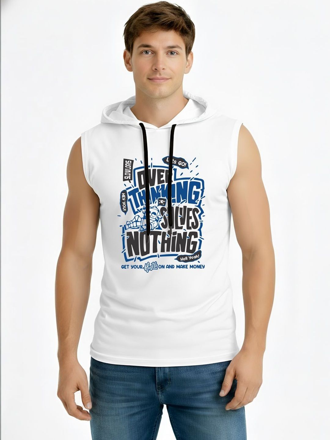 TEEFOX Men Typography Printed Hooded T-shirt