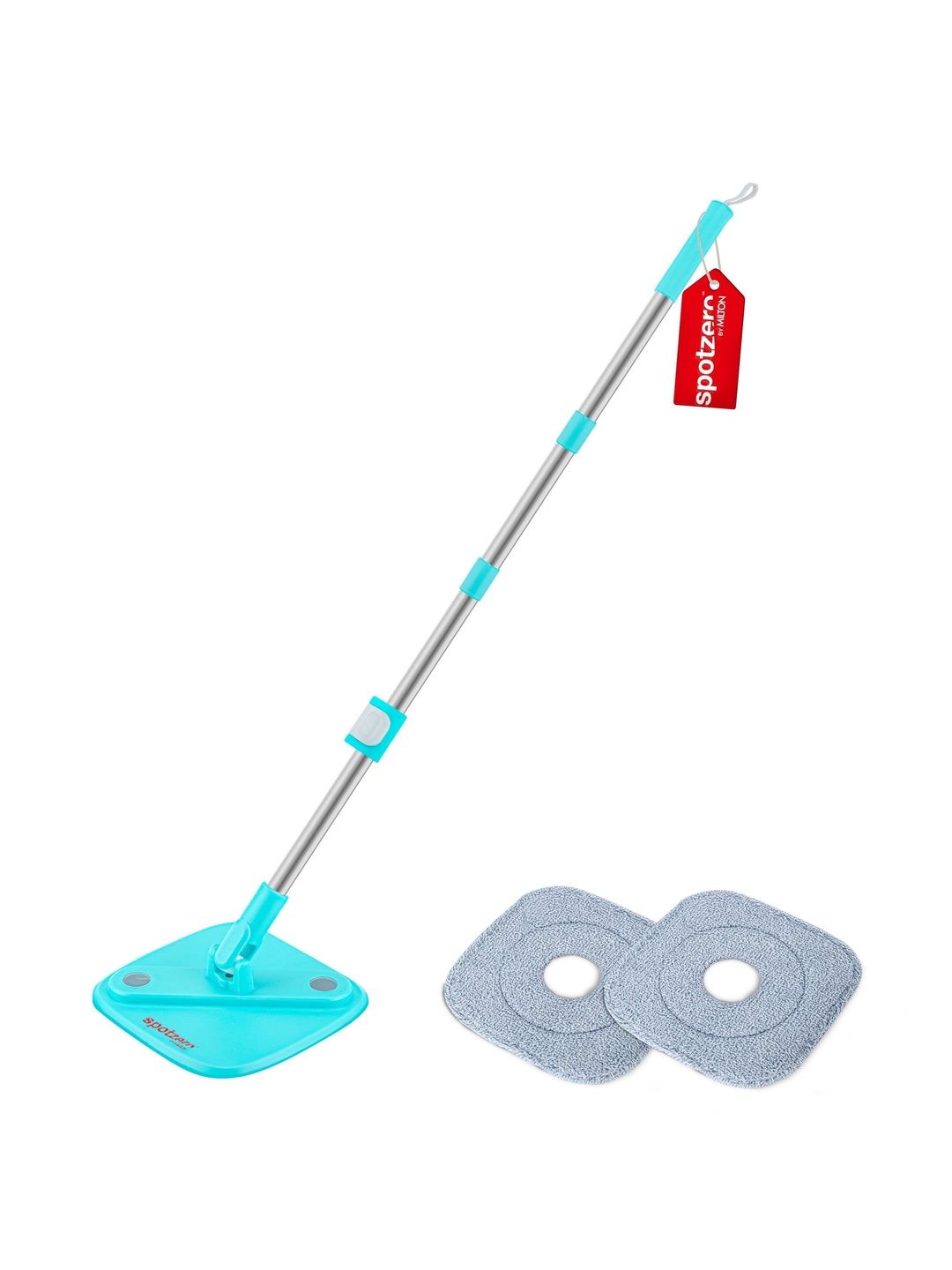 SPOTZERO by MILTON Milton Fresh Flow Square Spin Mop Set with Handle and Pads