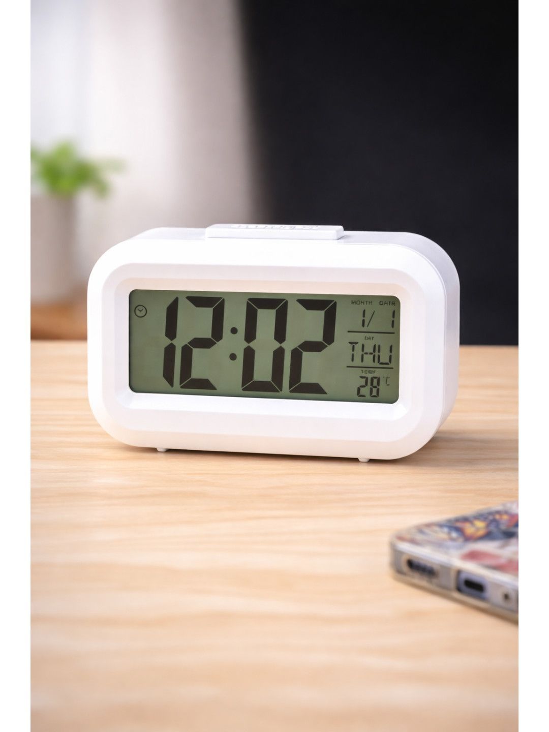 DeoDap White Clear Display Digital Alarm Clock