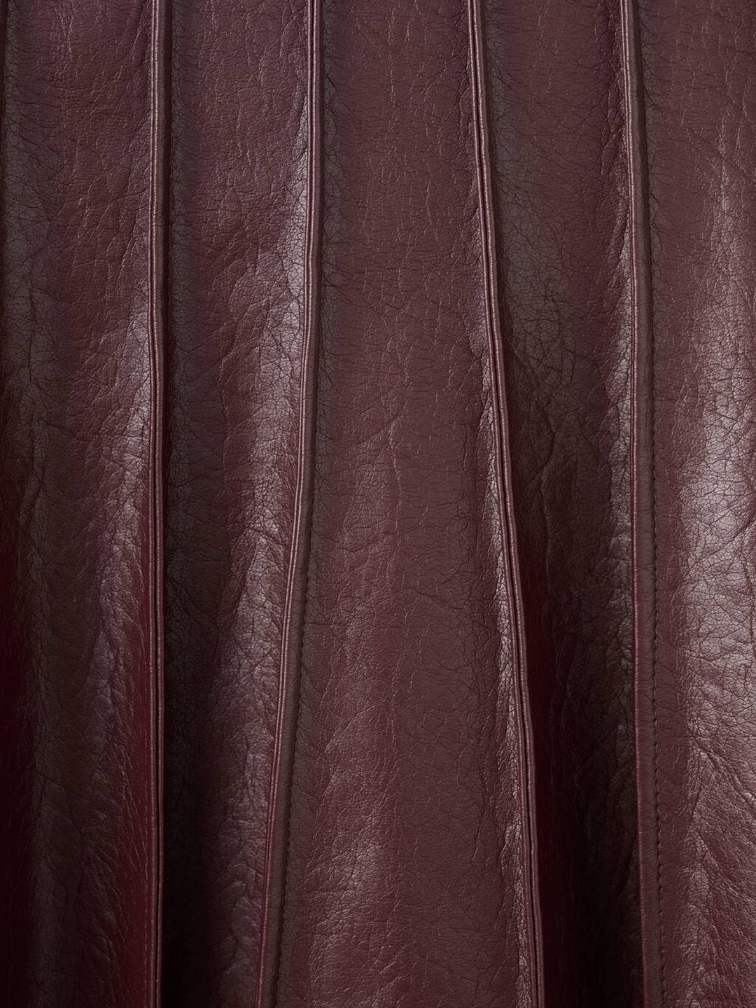 Godet Detail Faux Leather Flared Midi Skirt