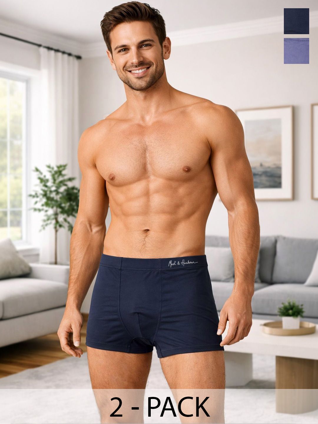 Mast & Harbour Pack of 2 Modal Solid Trunks