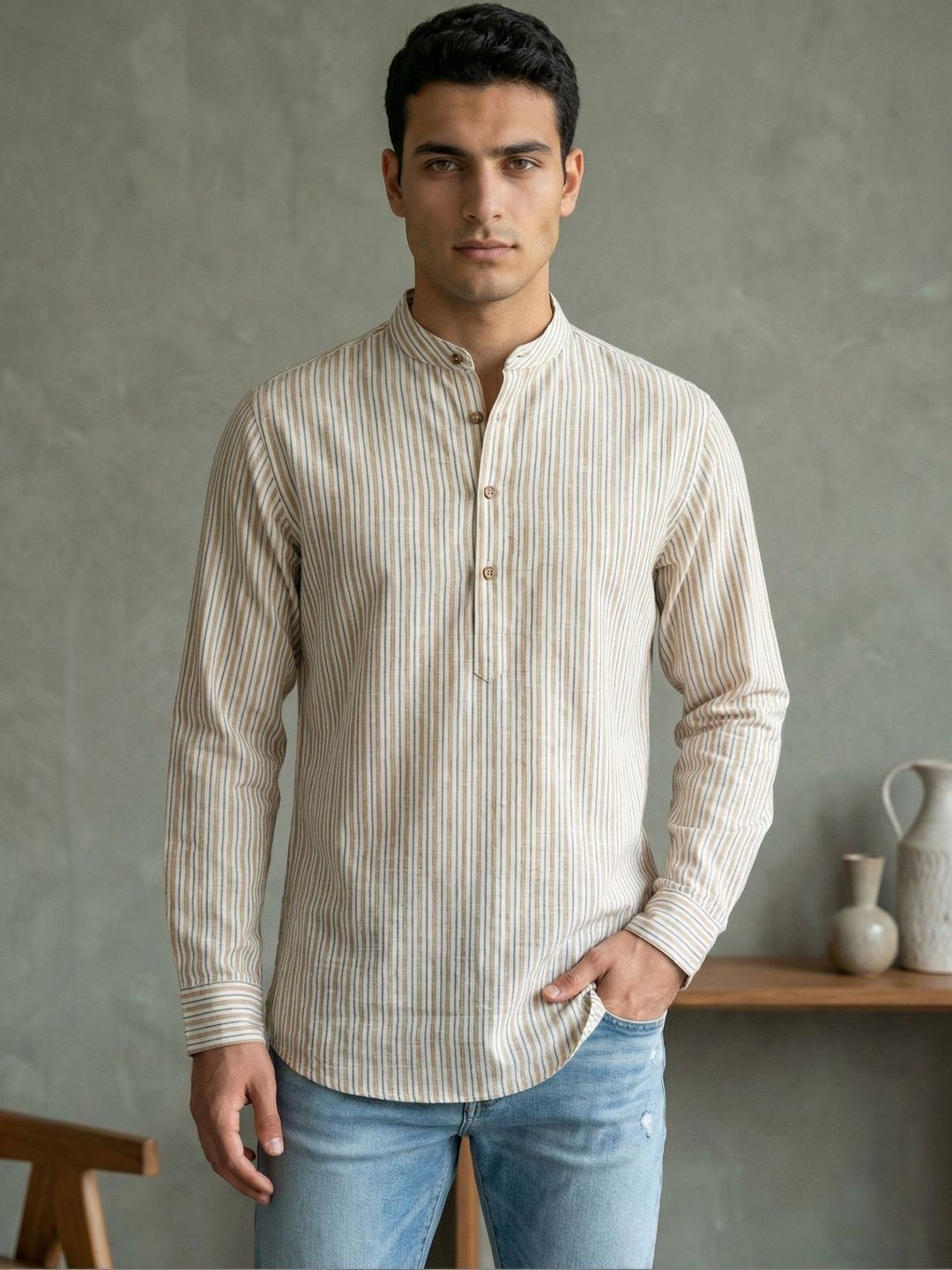 Jompers Men Striped Kurta