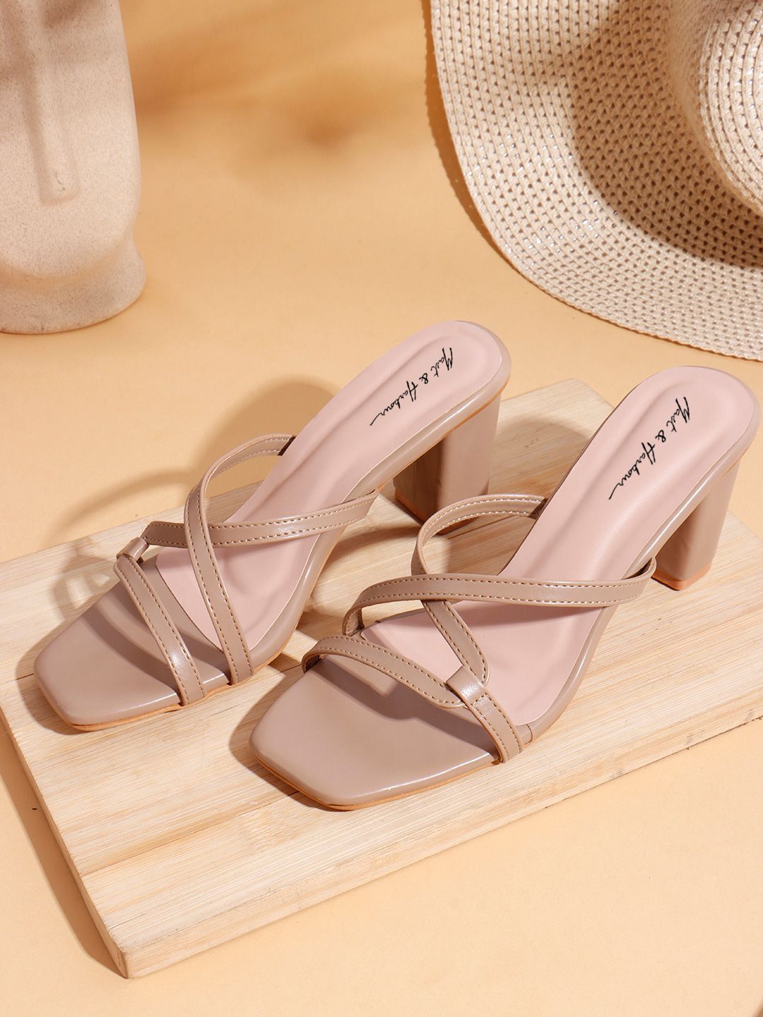 Mast & Harbour Striped Block Heel Sandals