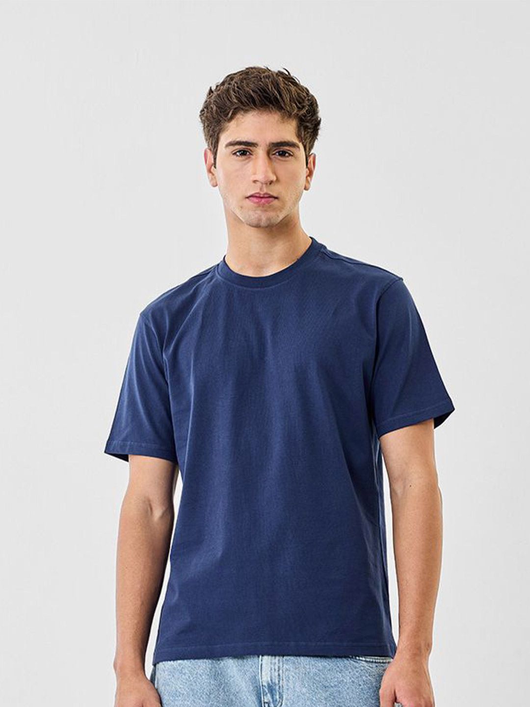 Snitch Men Blue Solid Core Lab Regular Fit T-Shirt