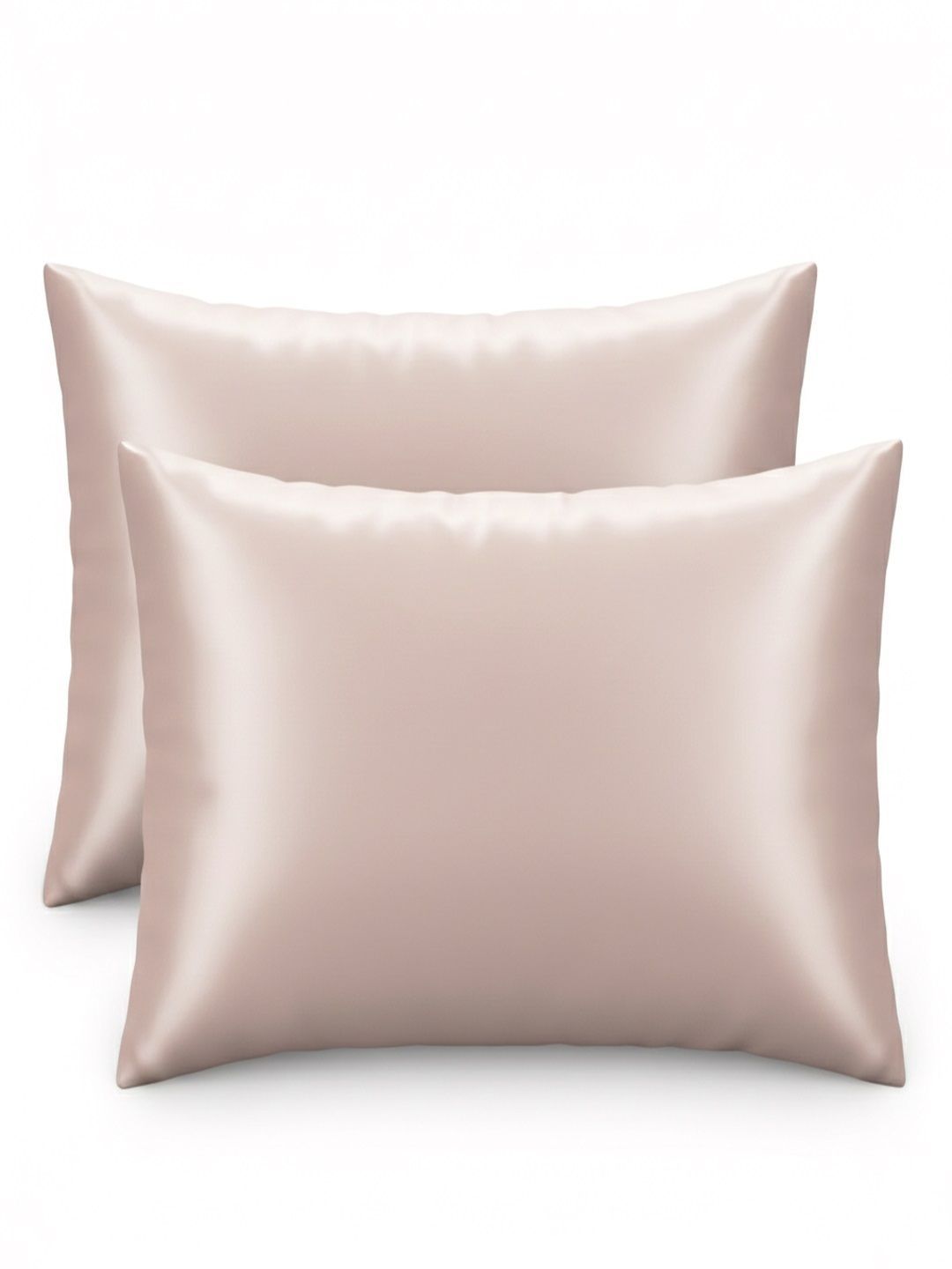 RRC RRC Beige 2 Pieces Solid Pure Silk Blend Rectangle Pillow Covers