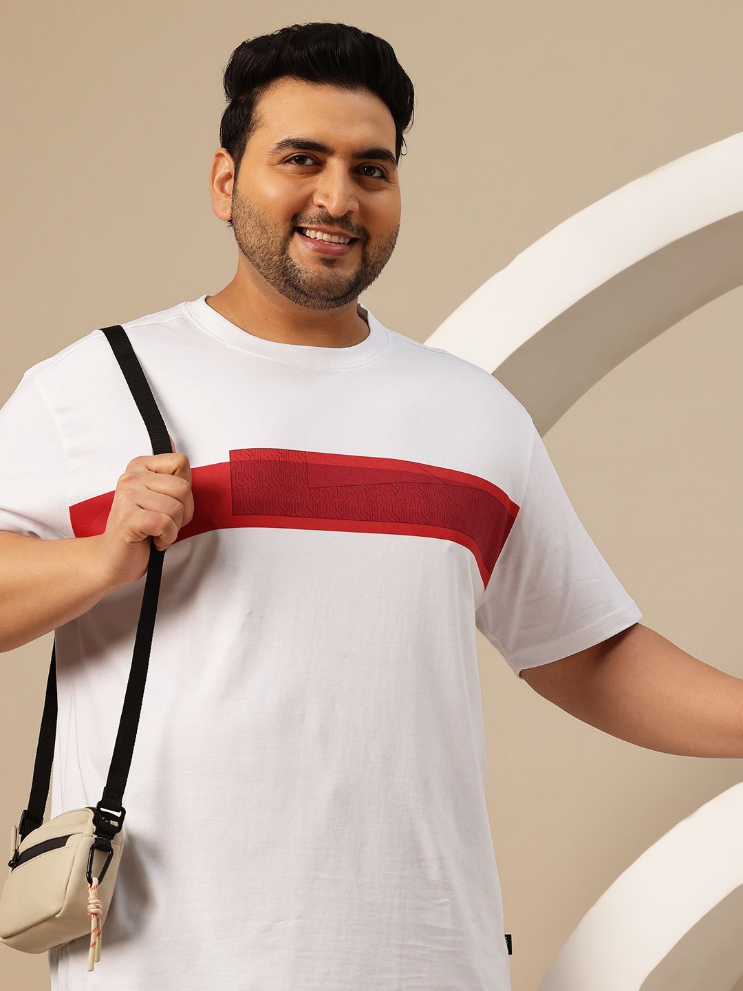 Sztori Plus Size Striped Pure Cotton Relaxed Fit T-shirt