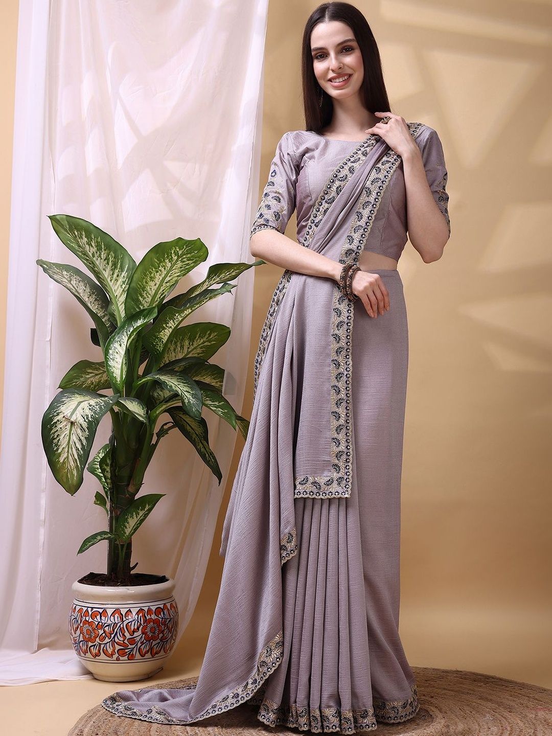 KALINI Embellished Silk Blend Designer Saree