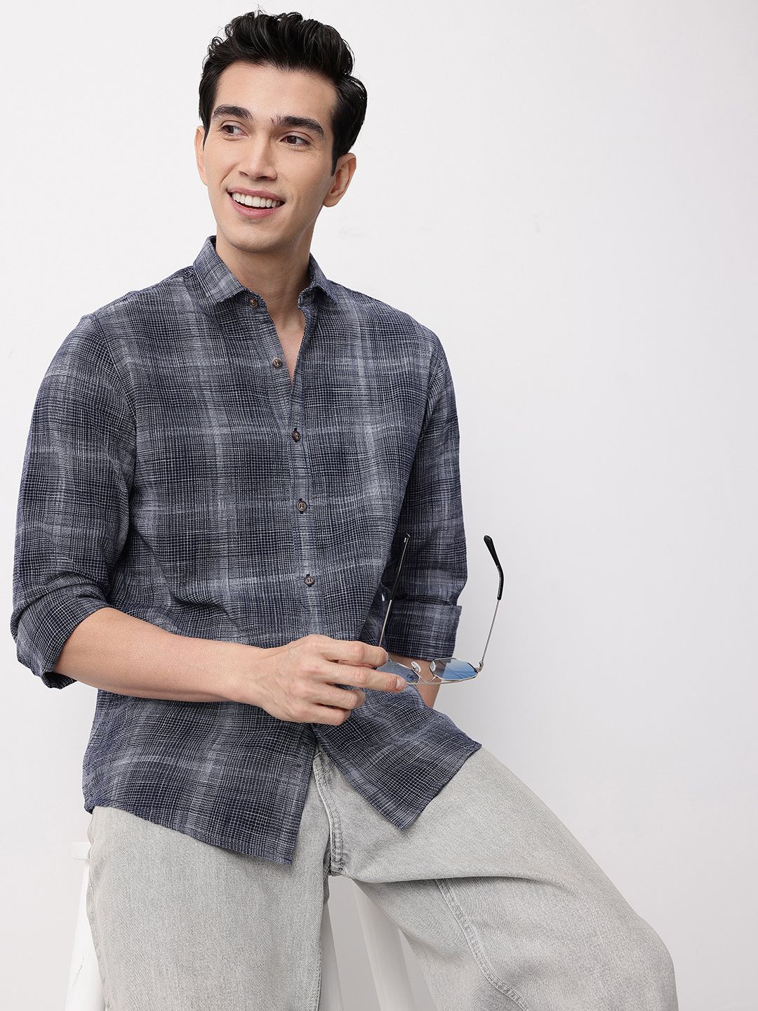 Mast & Harbour Checked Pure Cotton Casual Shirt