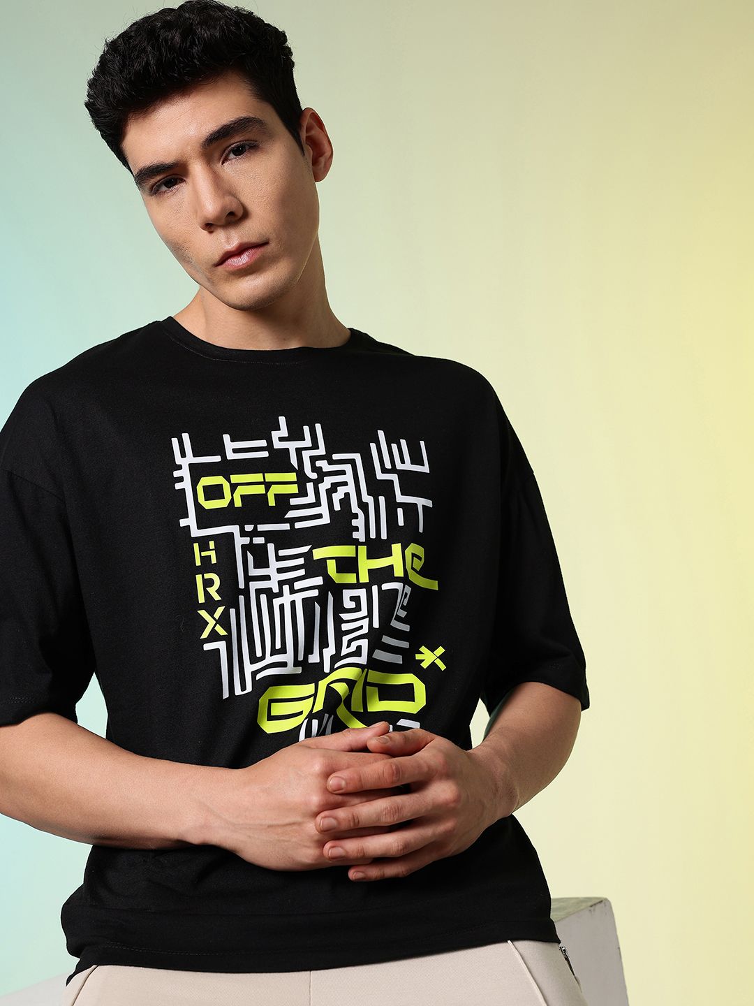 HRX by Hrithik Roshan Oversized Fit Graphic Printed Pure Cotton T-shirt