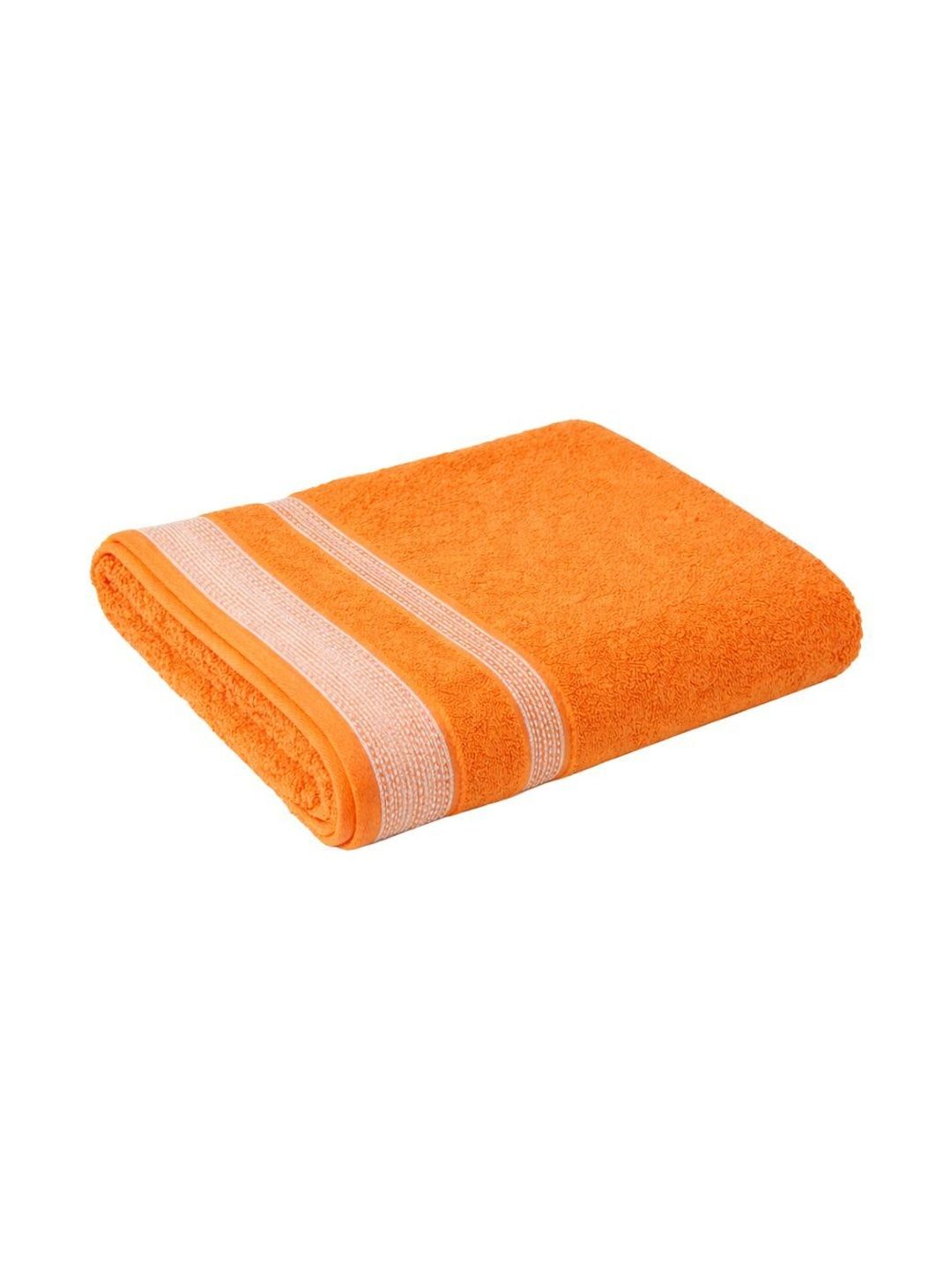 MAFATLAL Orange & Orange 1 Striped Cotton 550 GSM Bath Towel