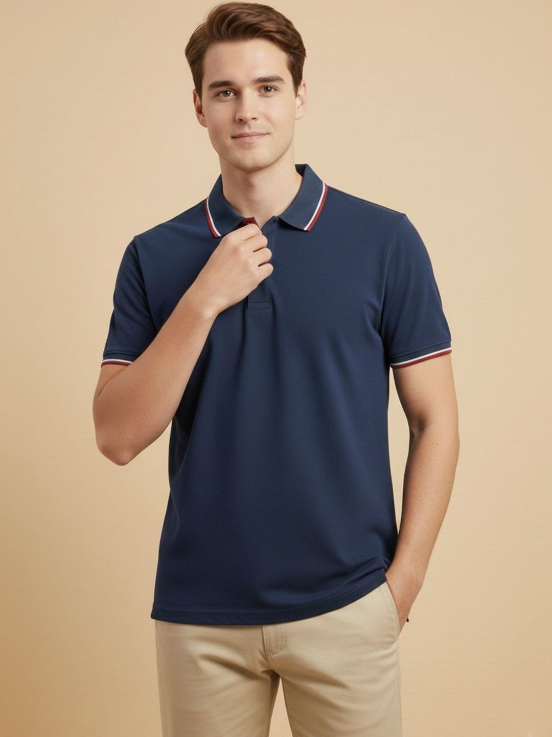 R.Code by The Roadster Life Co. Men Polo Collar T-shirt