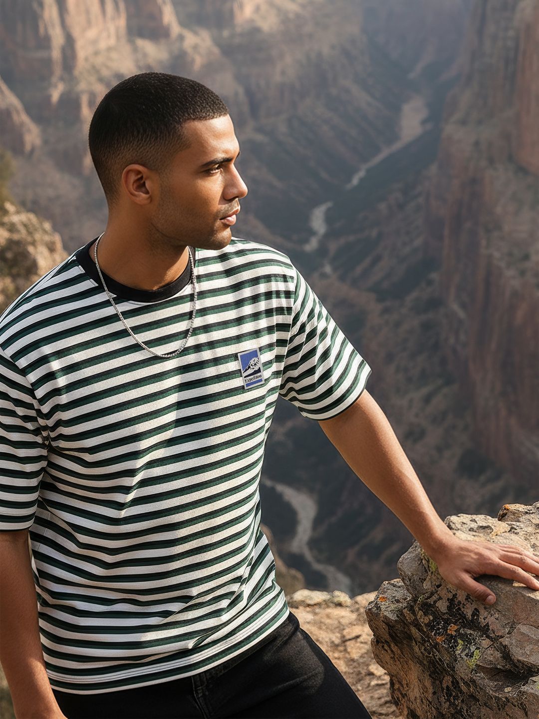 The Roadster Life Co. Striped Relaxed Fit T-shirt