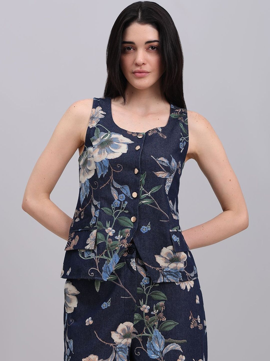 Buy MANGO Floral Print Pure Cotton Shirt Style Top - Tops for