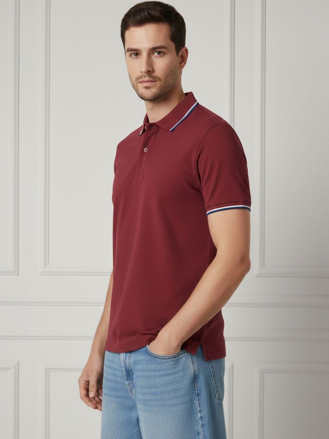 R.Code by The Roadster Life Co. Men Polo Collar T-shirt