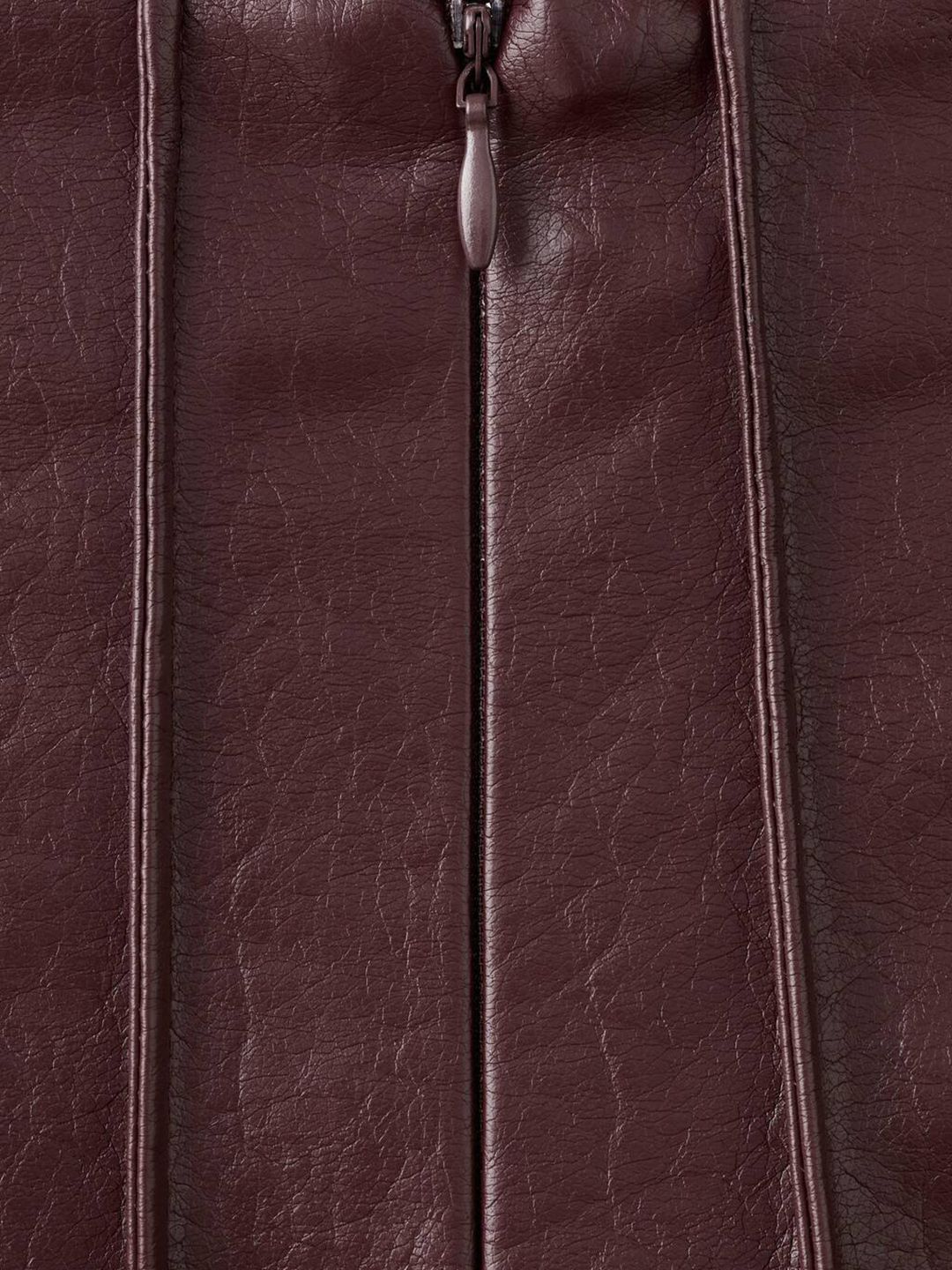 Godet Detail Faux Leather Flared Midi Skirt