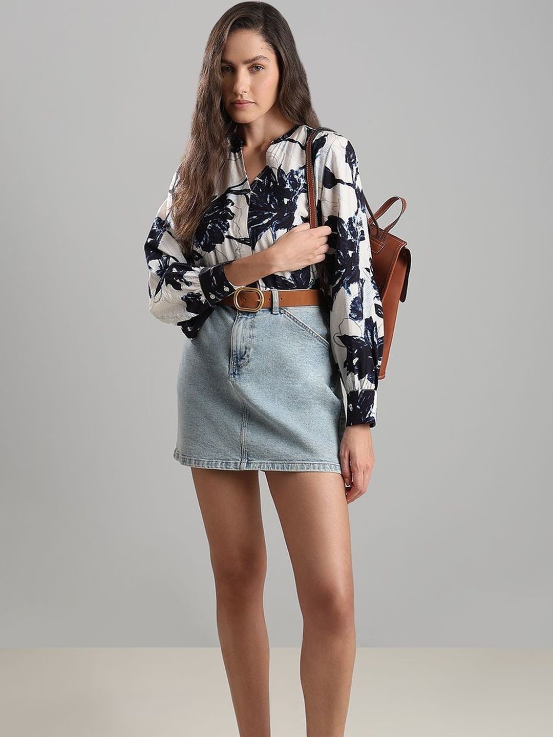 Floral Print Mandarin Collar Top Vero Moda Floral Print Mandarin Collar Top