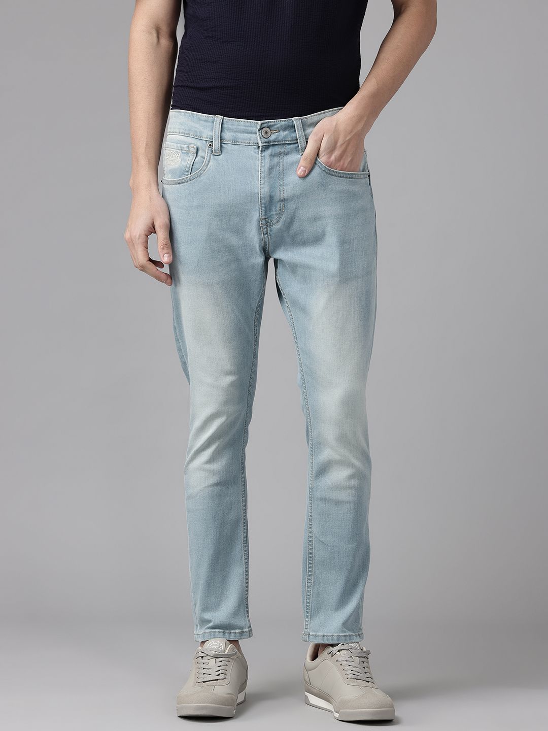 U.S. Polo Assn. Denim Co. Men Mid-Rise Slim Fit Heavy Fade Stretchable Cropped Jeans