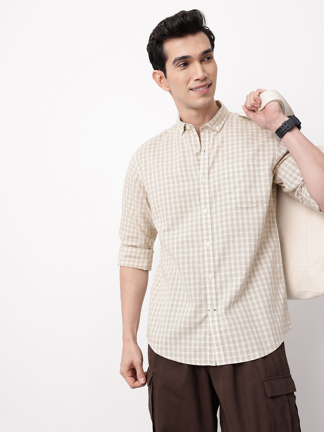 Mast & Harbour Checked Pure Cotton Casual Shirt