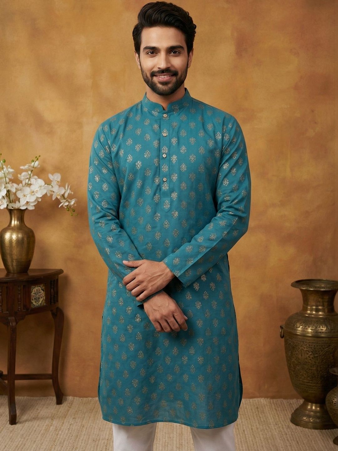 Jompers Men Floral Printed Floral Kurta