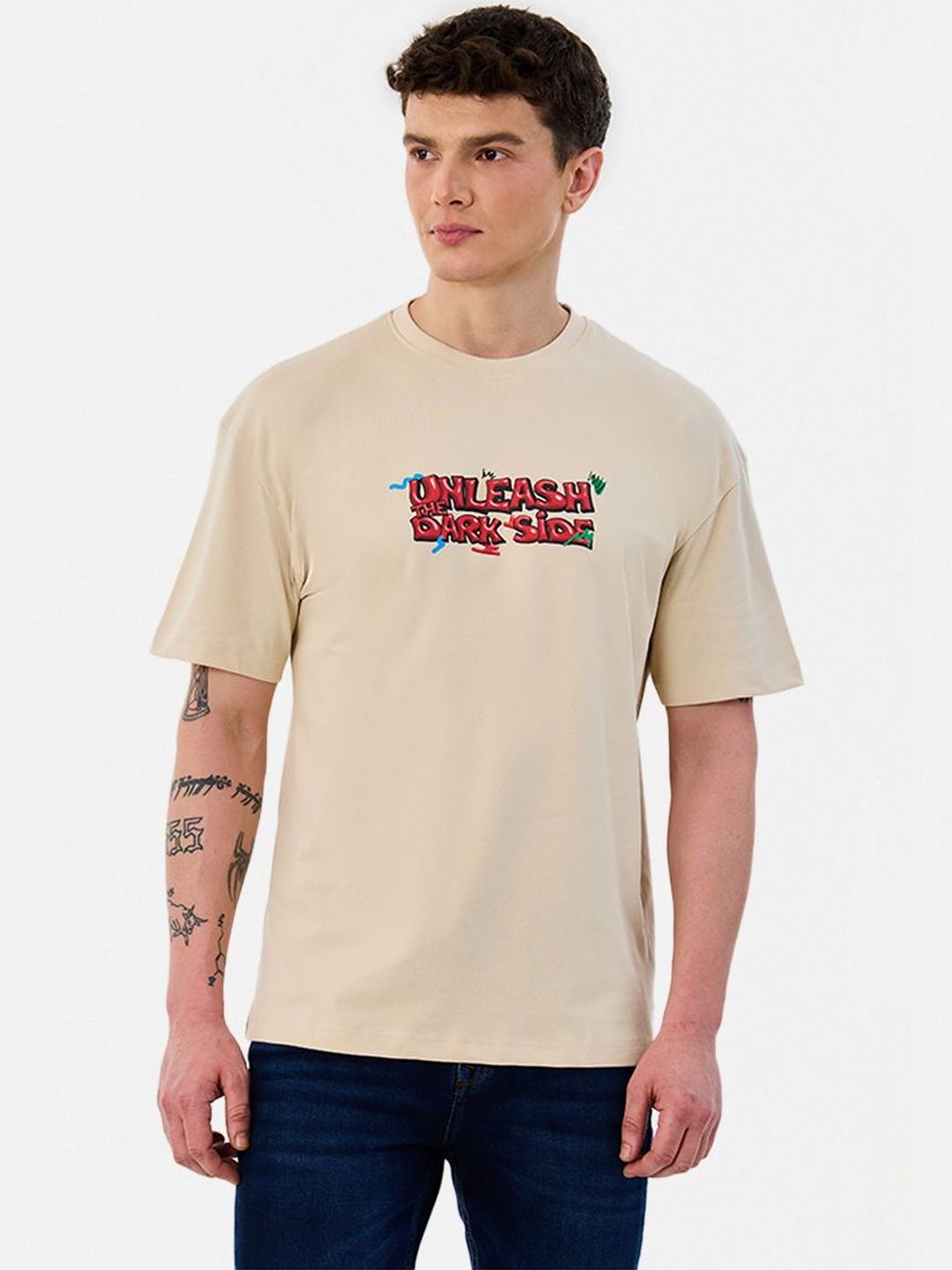 Snitch Graphic Cotton Round Neck Short Sleeves Oversized T-shirt