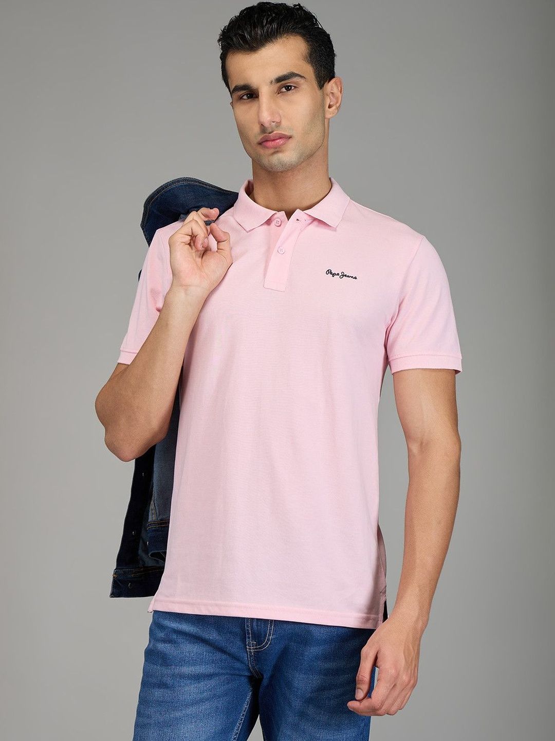 Pepe Jeans Men Brand Logo Polo Collar T-shirt