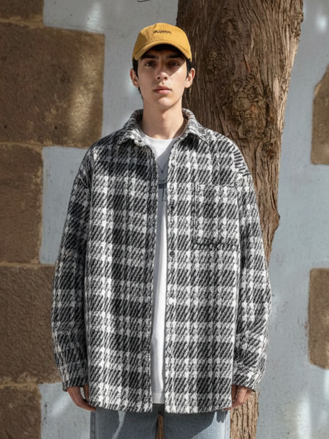 Suo Men Checked Bomber Jacket