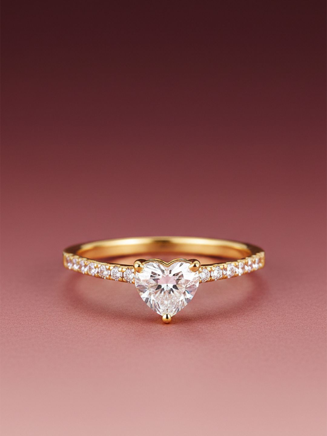 MAEJOY Heart Solitaire Lab grown diamond 92.5 Sterling Silver 18KT Gold plated Band ring