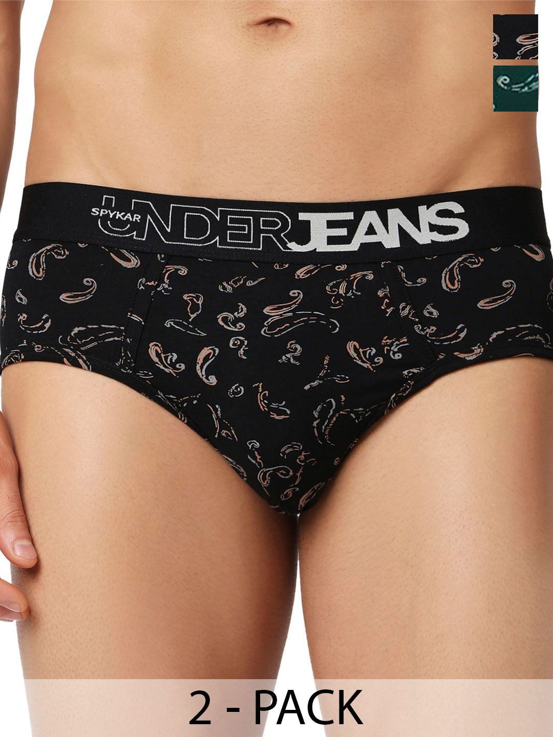 UnderJeans by Spykar Men Pack of 2 Printed Cotton Blend Basic Briefs