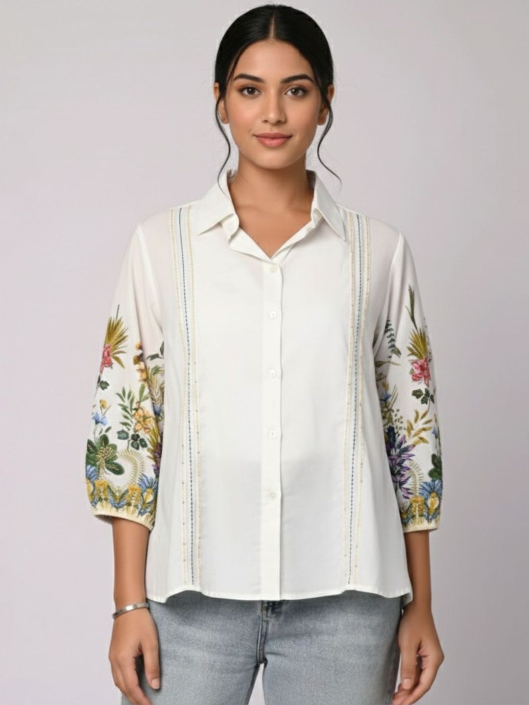 Casual Shirt Zolo Label Women Classic Floral Printed Casual Shirt