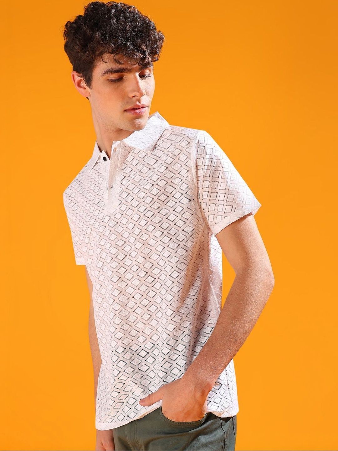 INDICLUB Men Polo Collar T-shirt