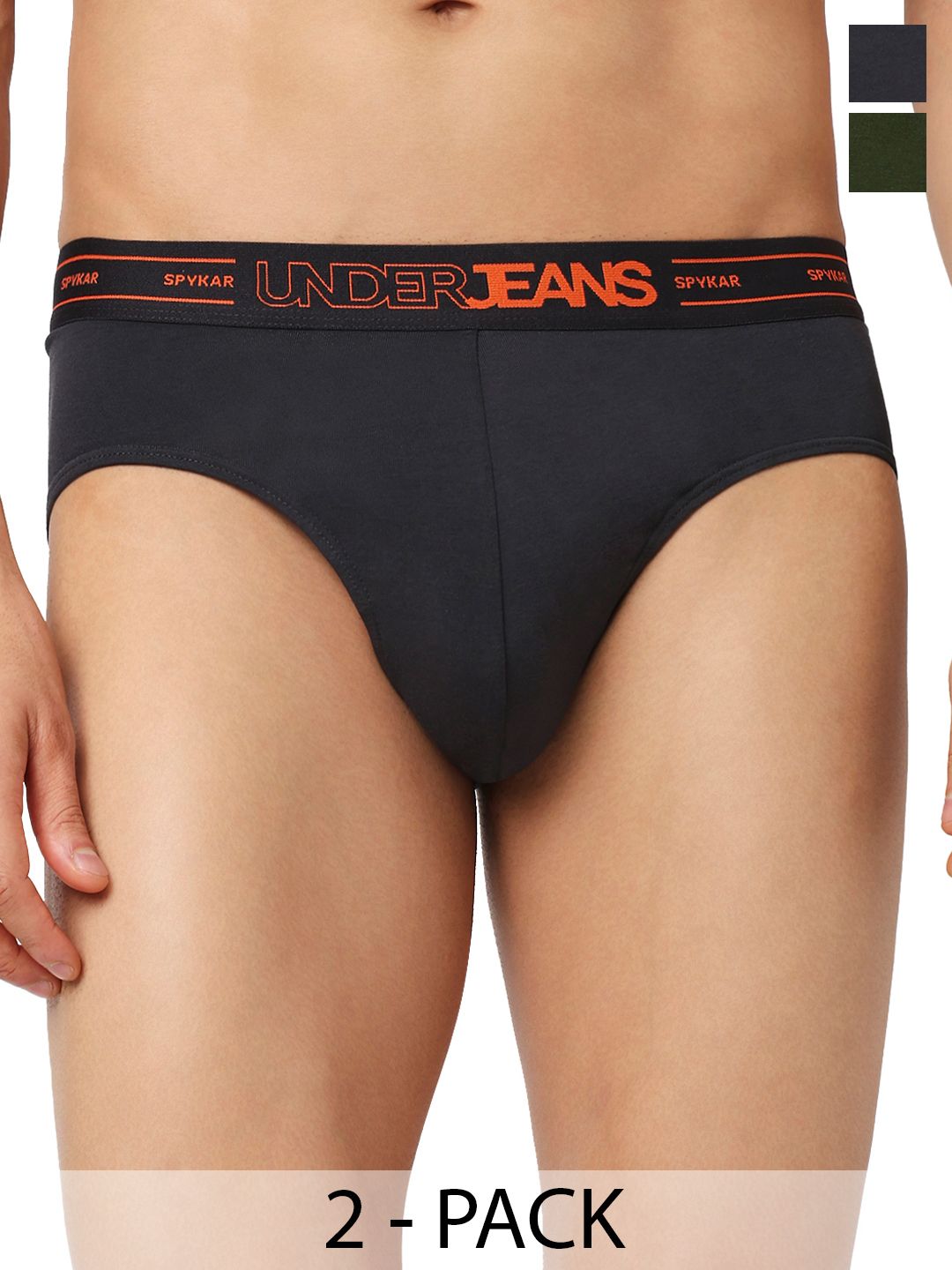 UnderJeans by Spykar Men Pack of 2 Cotton Blend Basic Briefs