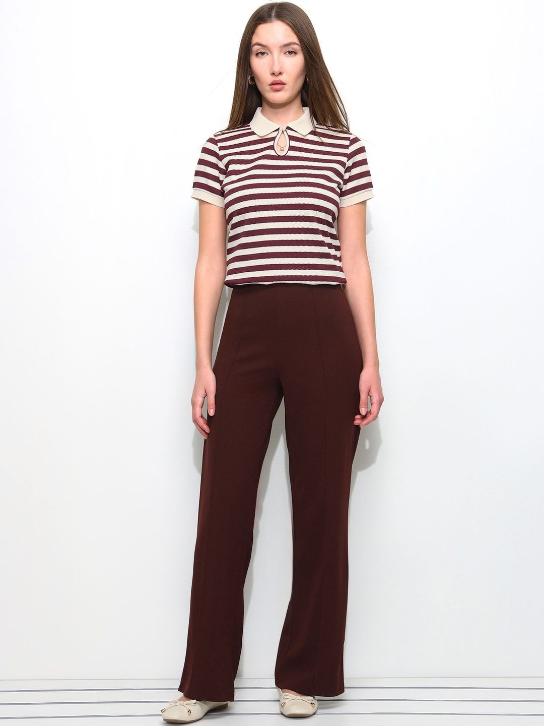 Striped Polo Collar T-shirt
