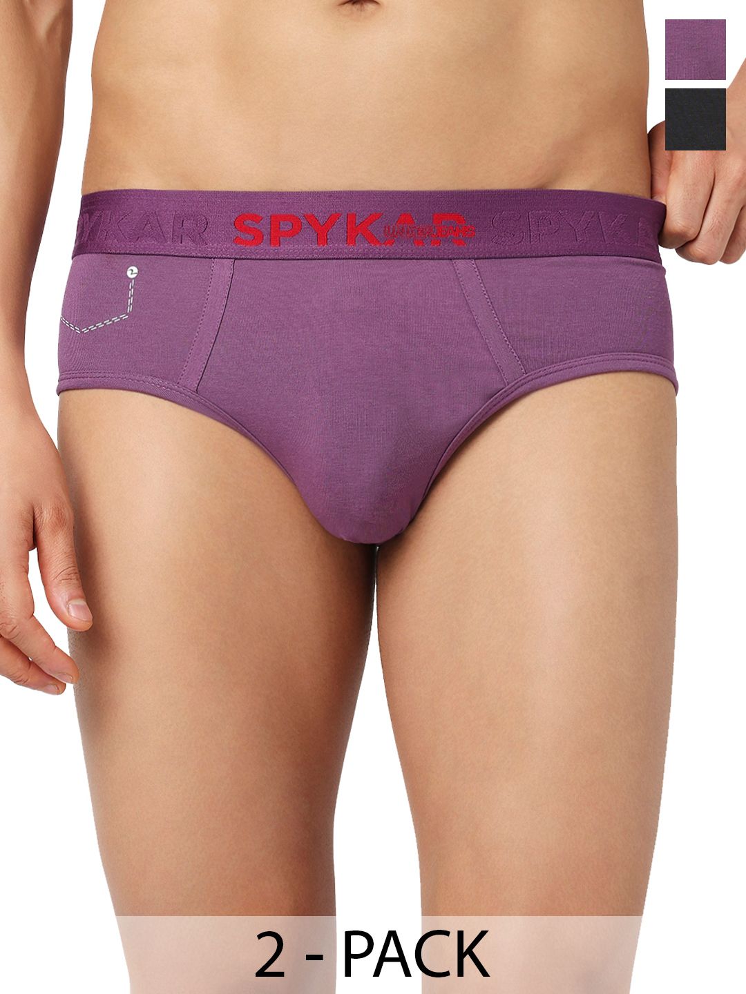 UnderJeans by Spykar Men Pack of 2 Cotton Blend Basic Briefs