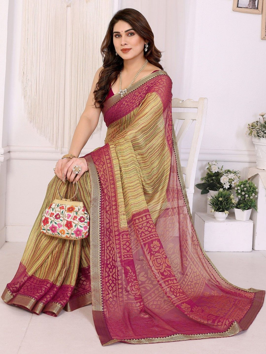 Anouk Ethnic Motifs Poly Georgette Saree