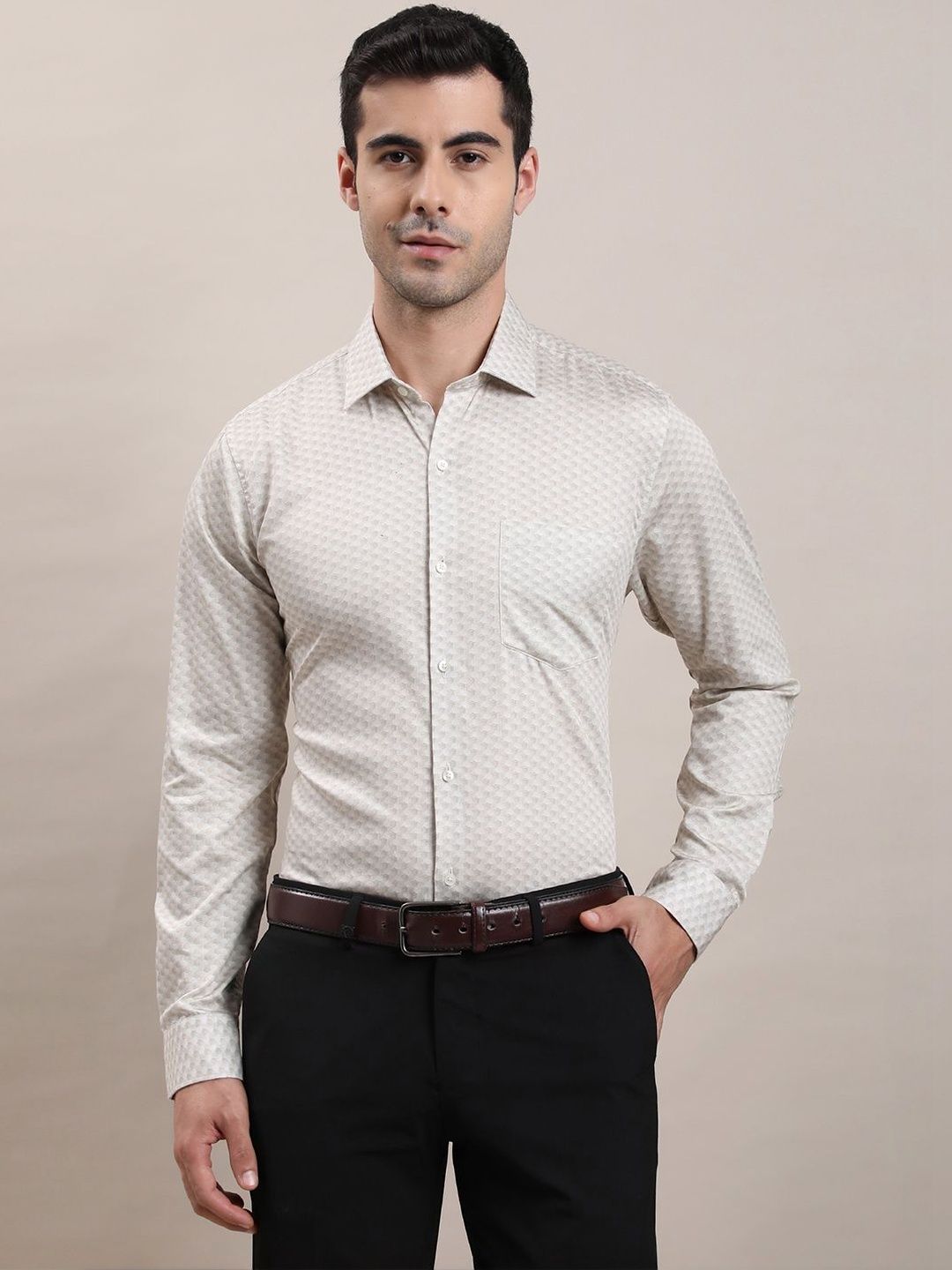 Turtle Men Standard Slim Fit Printed Formal Shirt