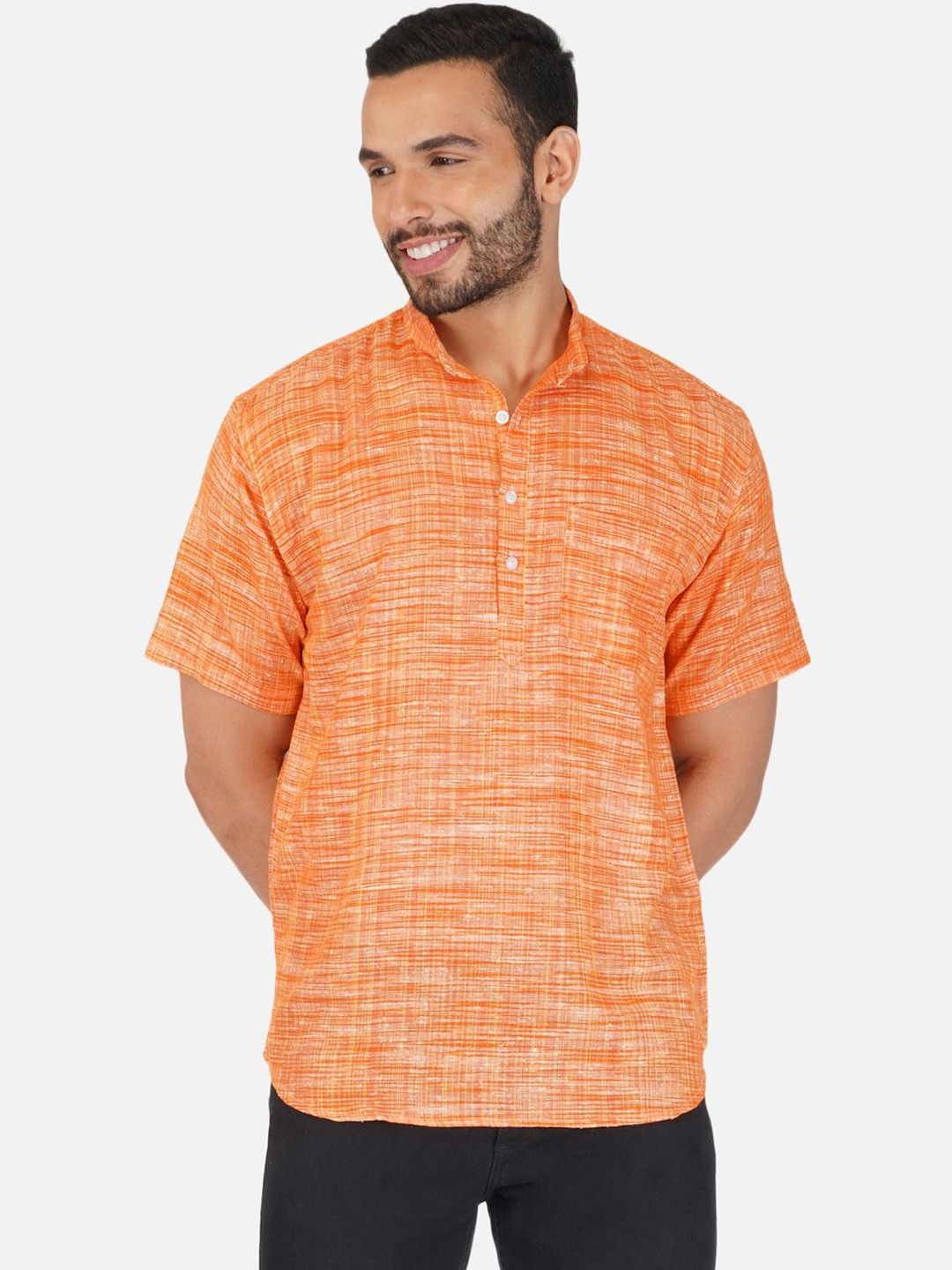 KHADARVAS Men Striped Khadi Handloom Kurta