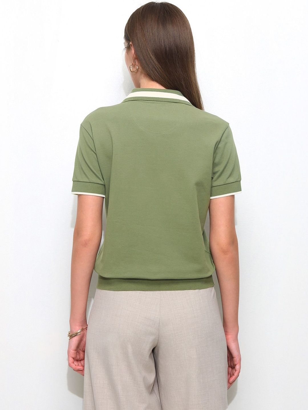 Floral Printed Polo Collar Boxy T-shirt