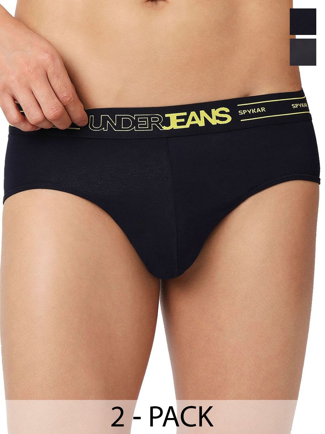 UnderJeans by Spykar Men Pack of 2 Cotton Blend Basic Briefs