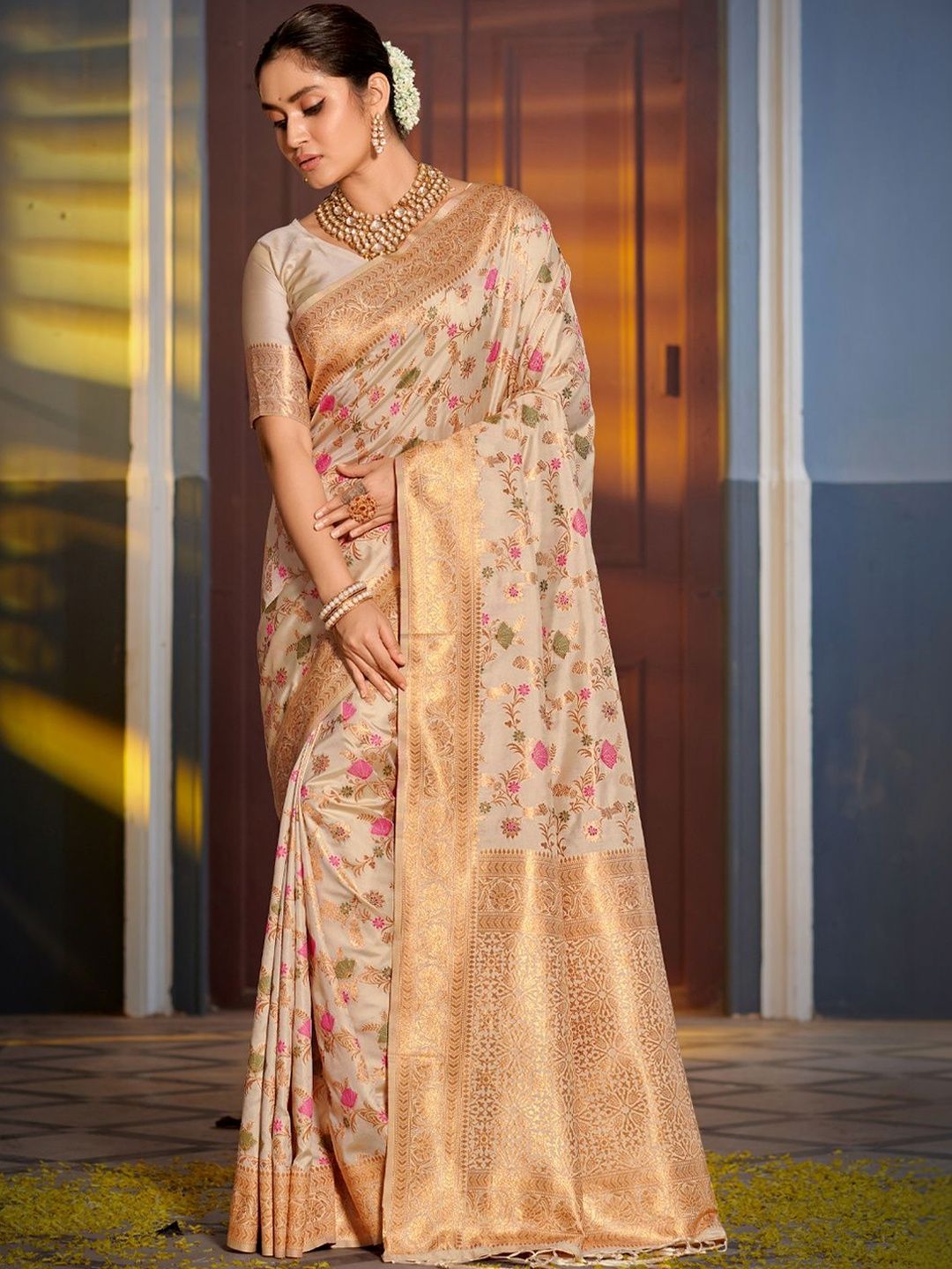 Sutriti  Banarasi Silk Saree Dhaaga Ghar Ethnic Motifs Zari Art Silk Banarasi Saree