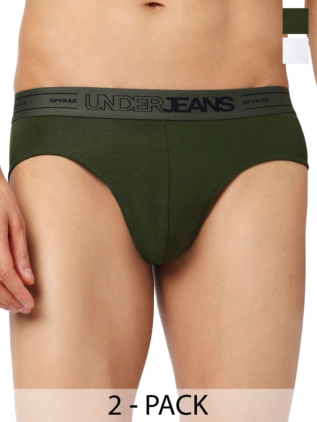 UnderJeans by Spykar Men Pack of 2 Cotton Blend Basic Briefs