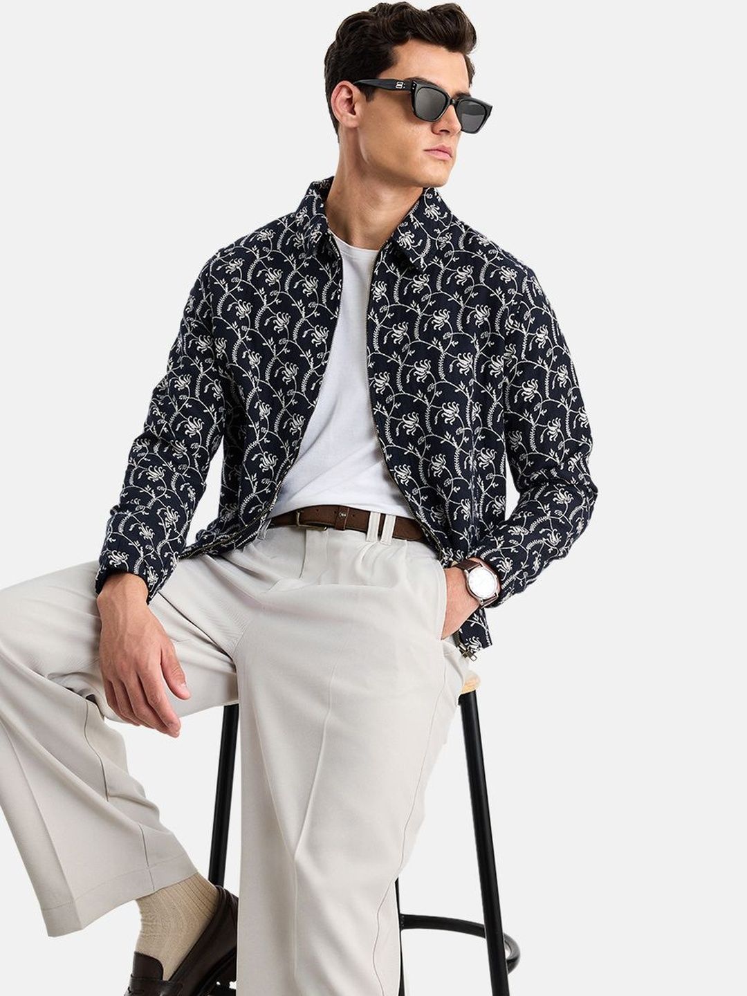 Snitch Navy Floral Jacket